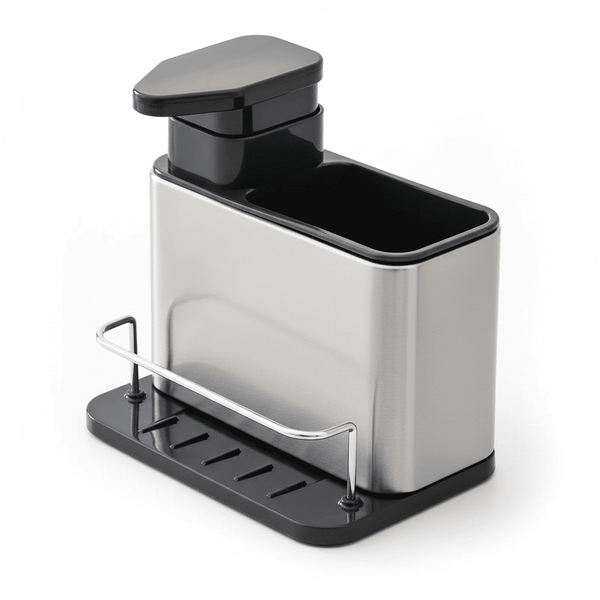 3-in-1 Sink Organizer - Soap Dispenser, Sponge Holder & Rack