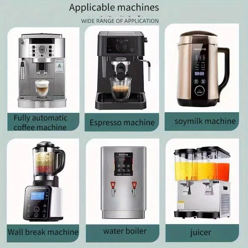 Espresso machine cleaning tablets infographic with compatible machine types icons