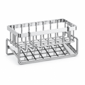 Stainless steel over-sink sponge organizer rack with front support and draining base