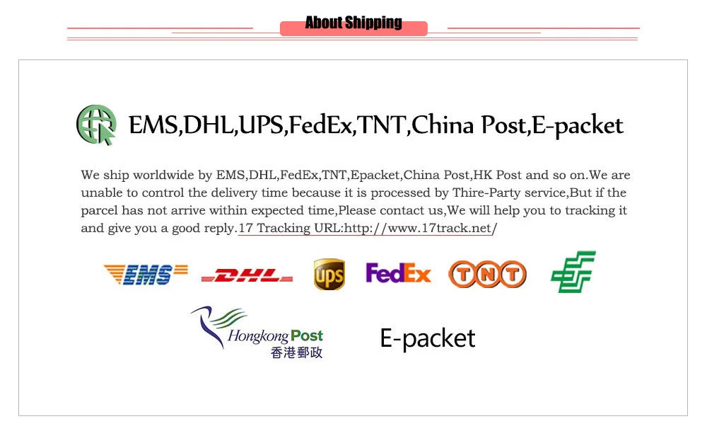 Coffee dripper listing shipping information section with carrier logos