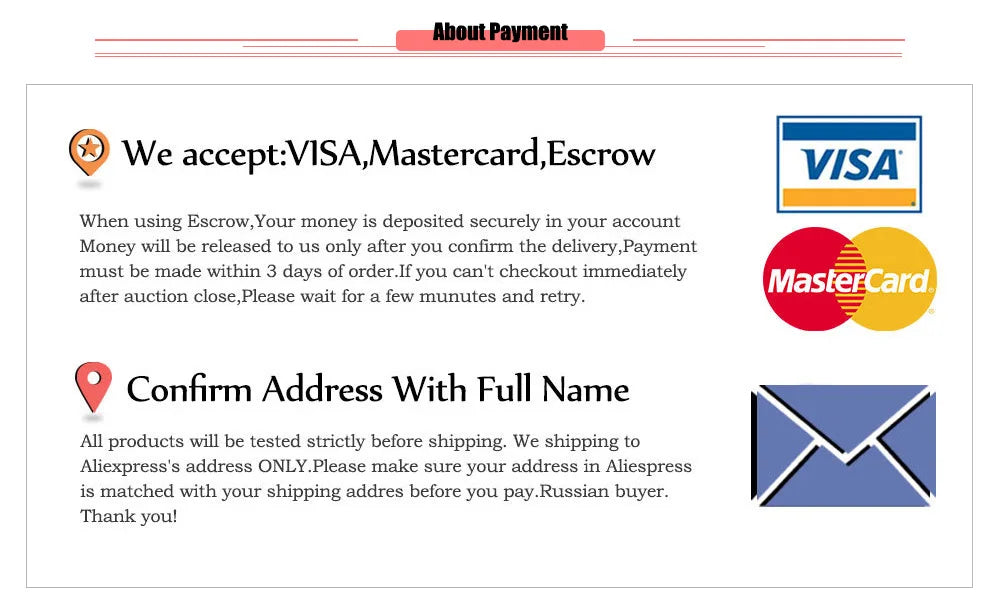 Coffee dripper listing payment and address confirmation information