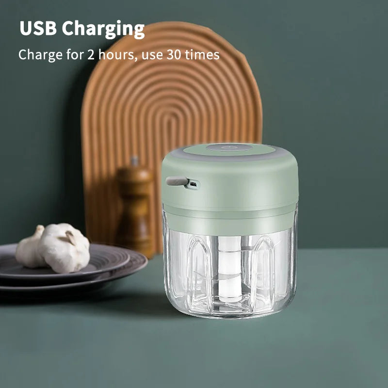 Electric Garlic Chopper - USB Rechargeable Mini Food Processor