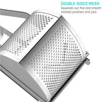 Stainless steel potato ricer with double-sided perforated mesh basket