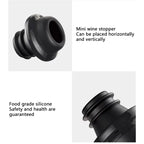 Black silicone wine stopper with mini cap, for horizontal or vertical storage