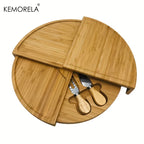 Cheese Board Set with Cutlery - Slide-Out Drawer & Tools