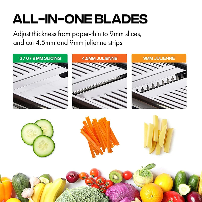 Adjustable Mandoline Slicer - Stainless Steel Vegetable Cutter