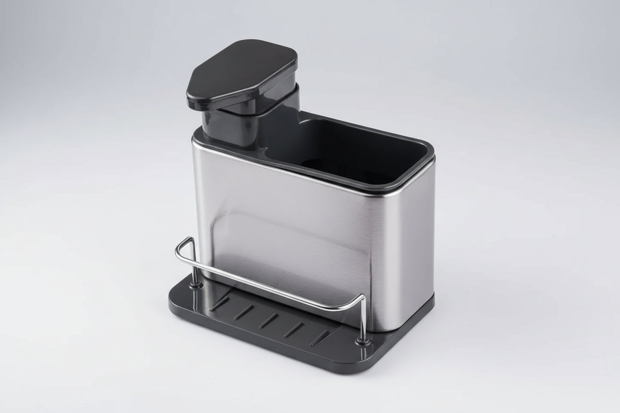 3-in-1 Sink Organizer - Soap Dispenser, Sponge Holder & Rack