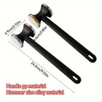 Set of two meat tenderizer mallets with black handles and silver ribbed heads