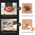 Black silicone trivet mats with honeycomb texture for heat protection