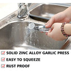 Heavy Duty Garlic Press - Stainless Steel Crusher & Peeler