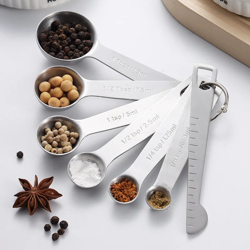 Stainless Steel Measuring Spoons - 4/6/7/8 Piece Set