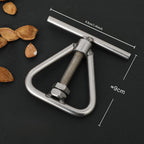 Stainless steel nutcracker and sheller with U-frame and screw mechanism