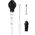 Black silicone turkey injector baster set with metal needle and black basting brush