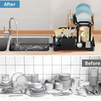 360° Rotating Dish Drying Rack - 2-Tier with Drain Tray