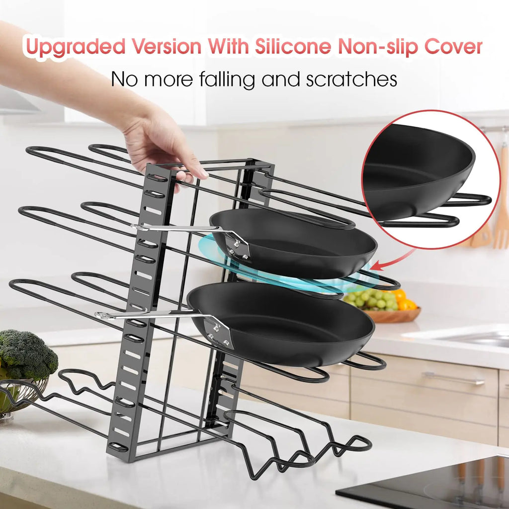 Pot Rack Organizer - 8-Tier Adjustable Pots & Pans Holder