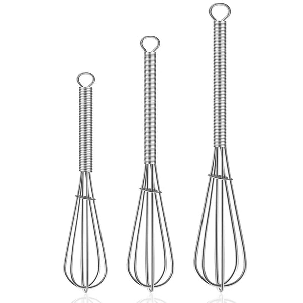 Stainless Steel Mini Balloon Wire Whisks Set with 3 Graduated Sizes for Small-Batch Mixing & Egg Beating