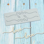 Silicone cake border mold with "love" cursive design in light gray