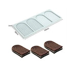 Silicone cake border mold with ribbed fishbone strip panels, rectangular tray