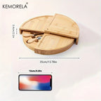 Cheese Board Set with Cutlery - Slide-Out Drawer & Tools