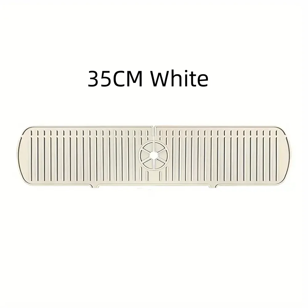 Silicone sink splash guard and drain mat, white, 35 cm length