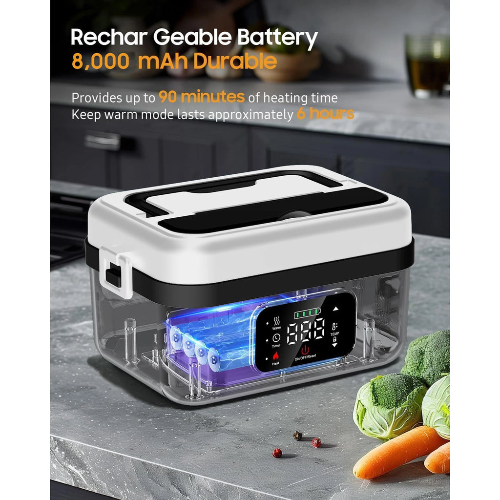Electric Heating Lunch Box - Rechargeable 1L Food Warmer