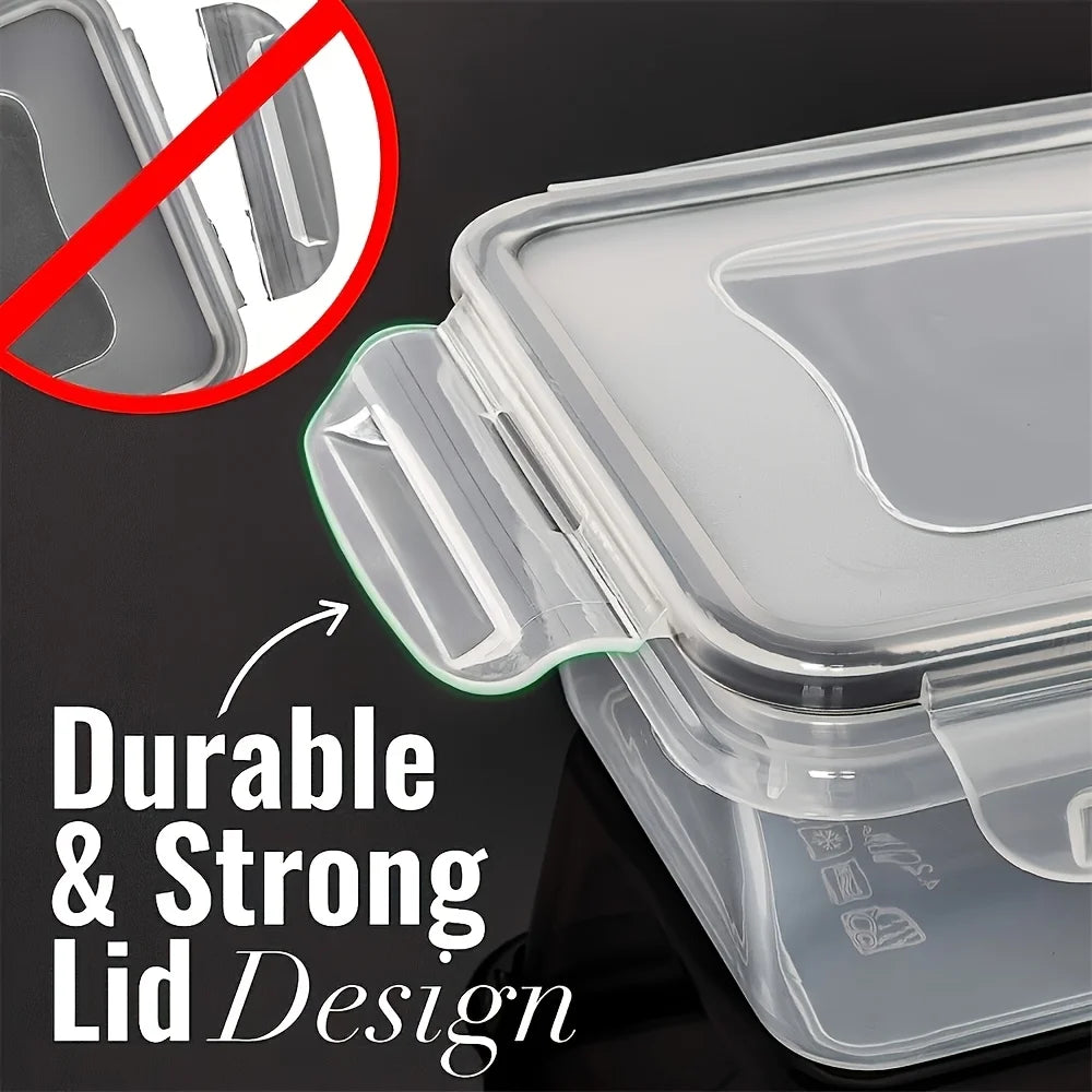 8-piece airtight food storage container set with snap-lock lids, angled view of latching rim