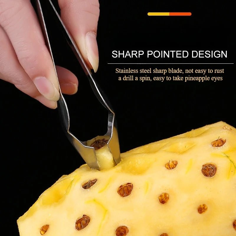 Stainless steel V-shaped pineapple eye remover tool with pointed fork blade