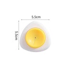 Egg hole puncher tool size diagram with white base and yellow top, 5.5 cm