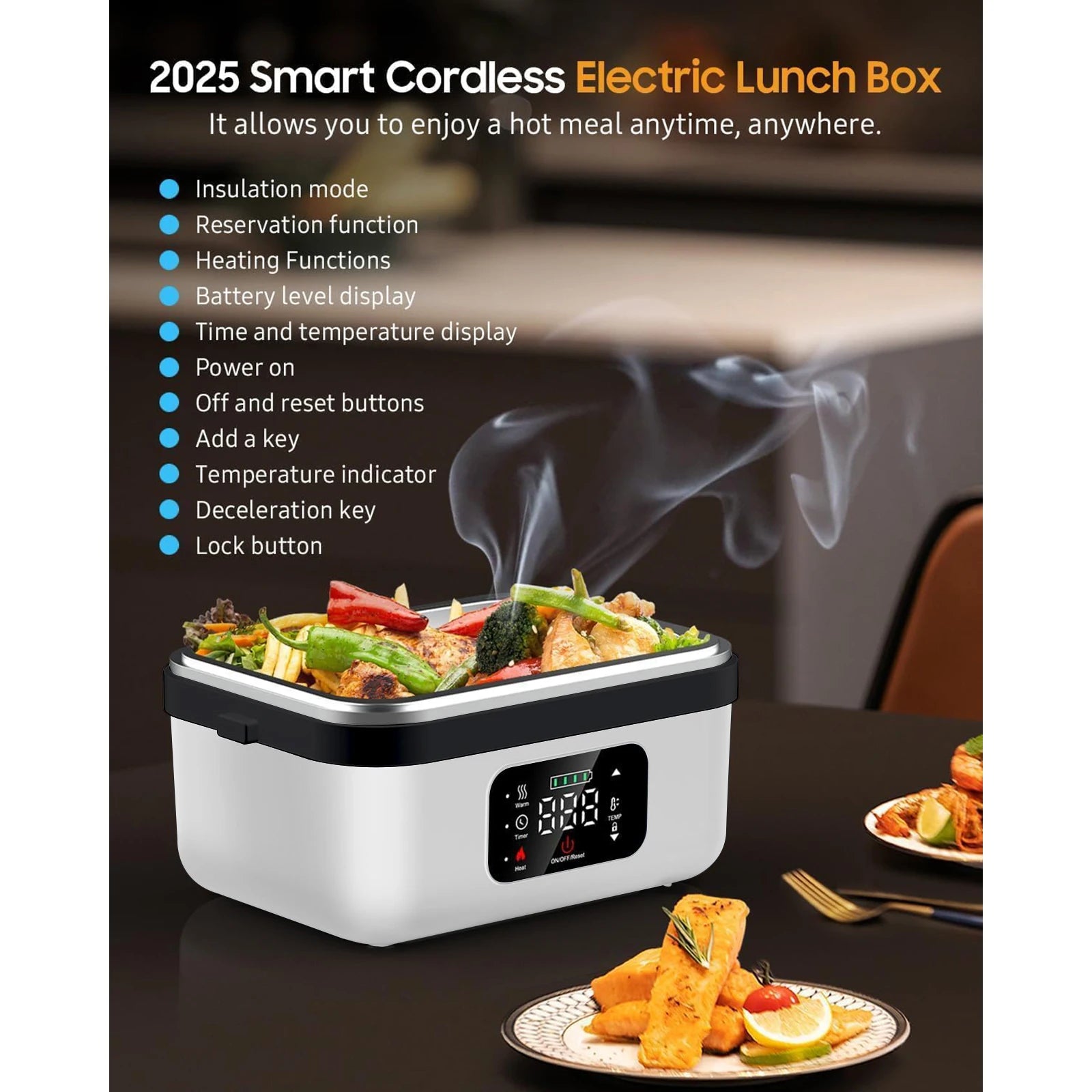 Electric Heating Lunch Box - Rechargeable 1L Food Warmer