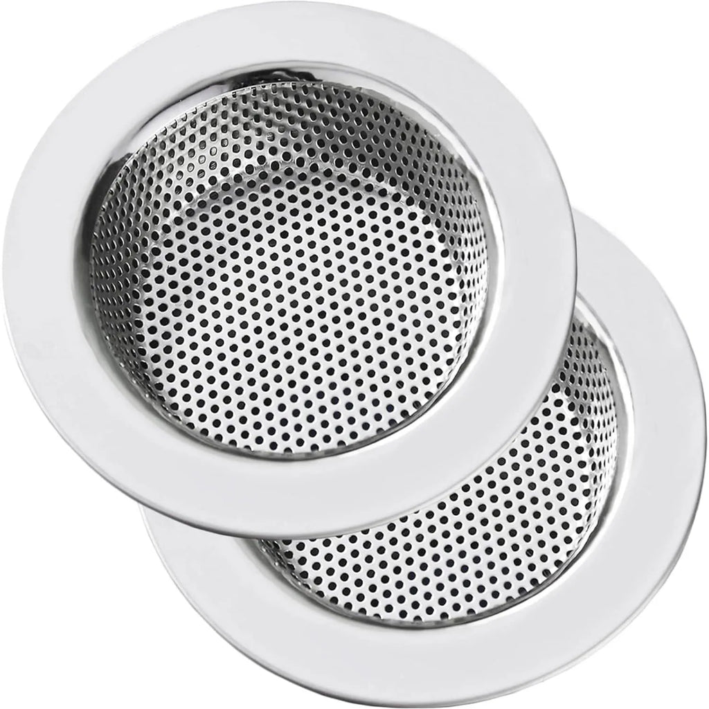 Stainless steel sink strainer basket pair with round mesh micro-perforations