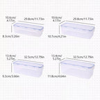 Bread storage box size options shown with blue latching lid, clear container