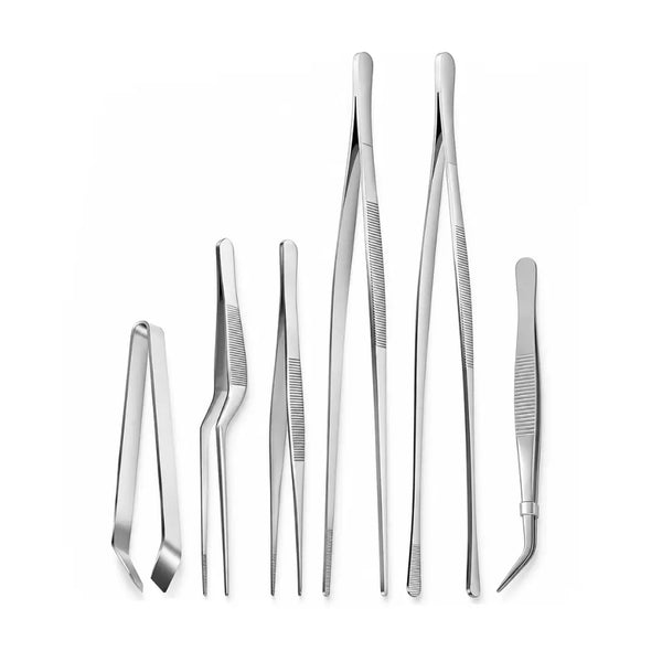 KitchnHaven Stainless Steel Kitchen Tweezers Set – 6-Piece Chef Tongs