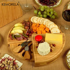 Cheese Board Set with Cutlery - Slide-Out Drawer & Tools