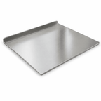 Brushed stainless steel pastry and cutting board with angled perspective