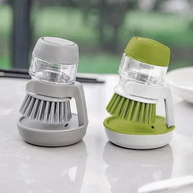 Dish Brush with Soap Dispenser - Palm Scrub Brush & Tray
