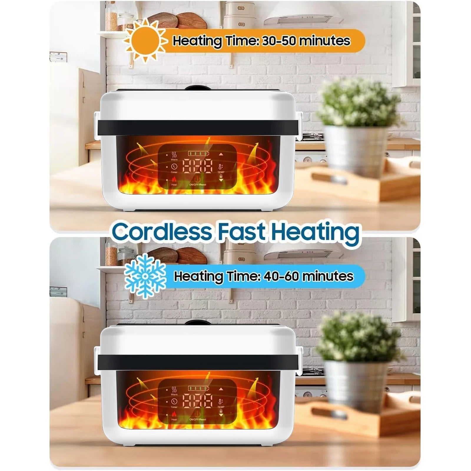 Electric Heating Lunch Box - Rechargeable 1L Food Warmer