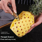 Stainless steel pineapple eye remover tool removing fruit eyes with V-shaped blade
