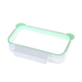 Mint-green over-cabinet trash bag holder tray with hanging tabs