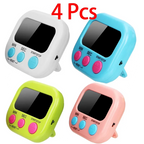 4-pack digital kitchen timers in assorted colors: white, blue, green, and pink