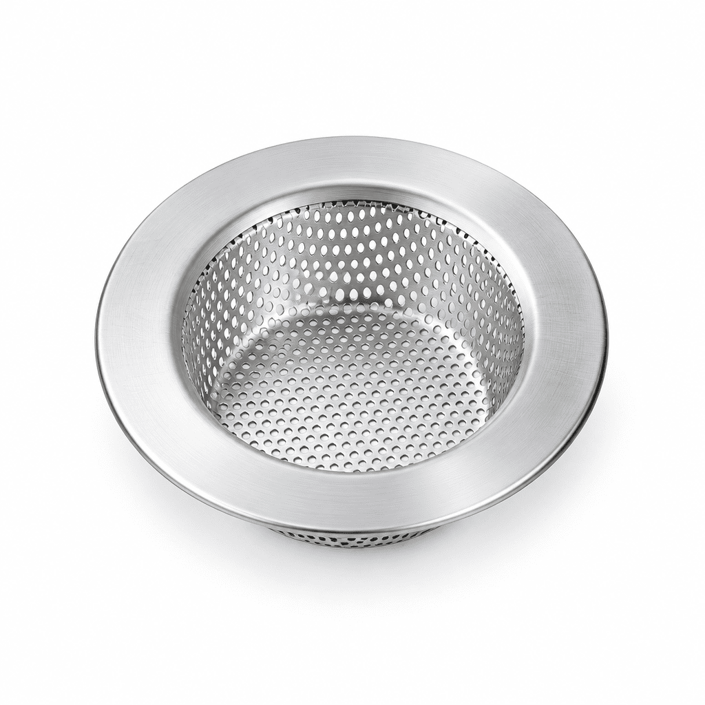 Stainless steel sink strainer basket with fine micro-perforations for drain clog-free flow