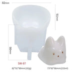 White cat pudding silicone mold with cat-shaped side insert