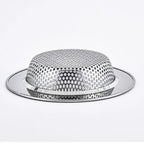 Stainless steel strainer basket with domed mesh and matching drain rim