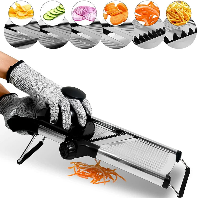 Adjustable Mandoline Slicer - Stainless Steel Vegetable Cutter