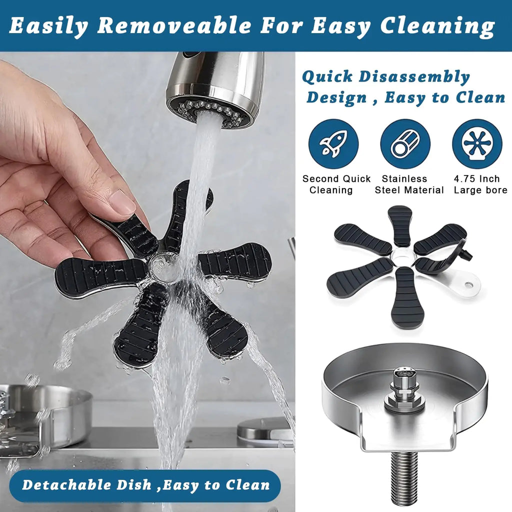 Stainless steel cup and bottle glass rinser with removable black jet arms, water rinsing