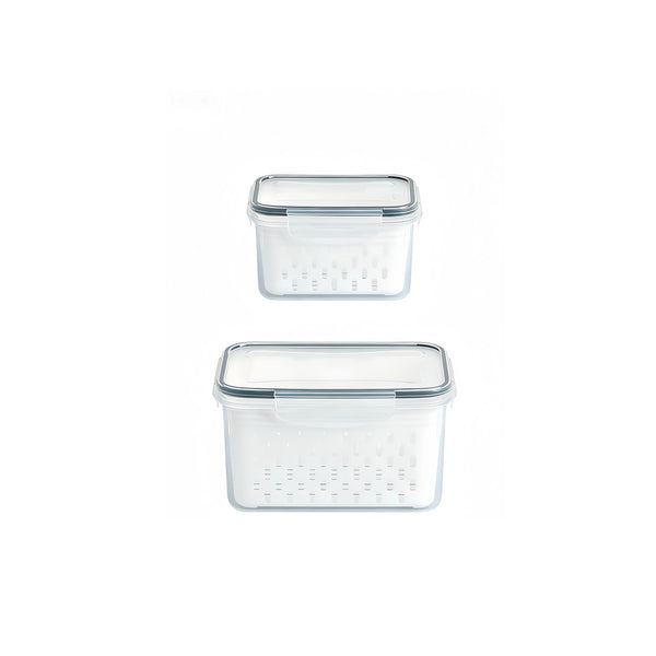 Produce Saver Storage Containers with Removable Drain Baskets for Extended Refrigerator Freshness
