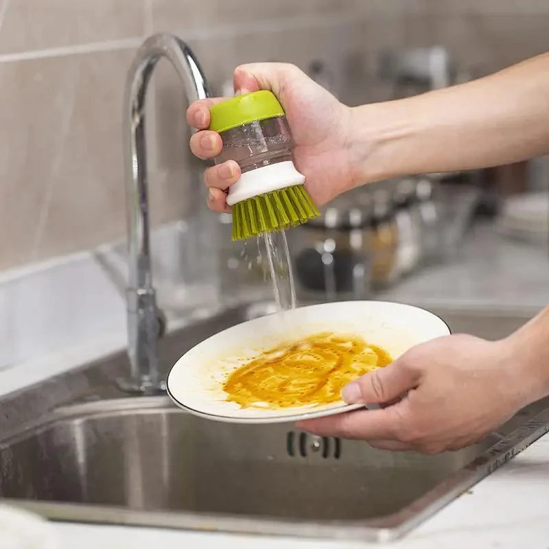 Dish Brush with Soap Dispenser - Palm Scrub Brush & Tray