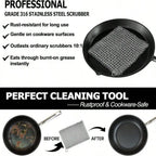 Round 316 stainless steel chainmail scrubber pad for seasoning-safe skillet cleaning