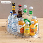 Fully transparent oval 360° rotating drink organizer turntable with bottle slots