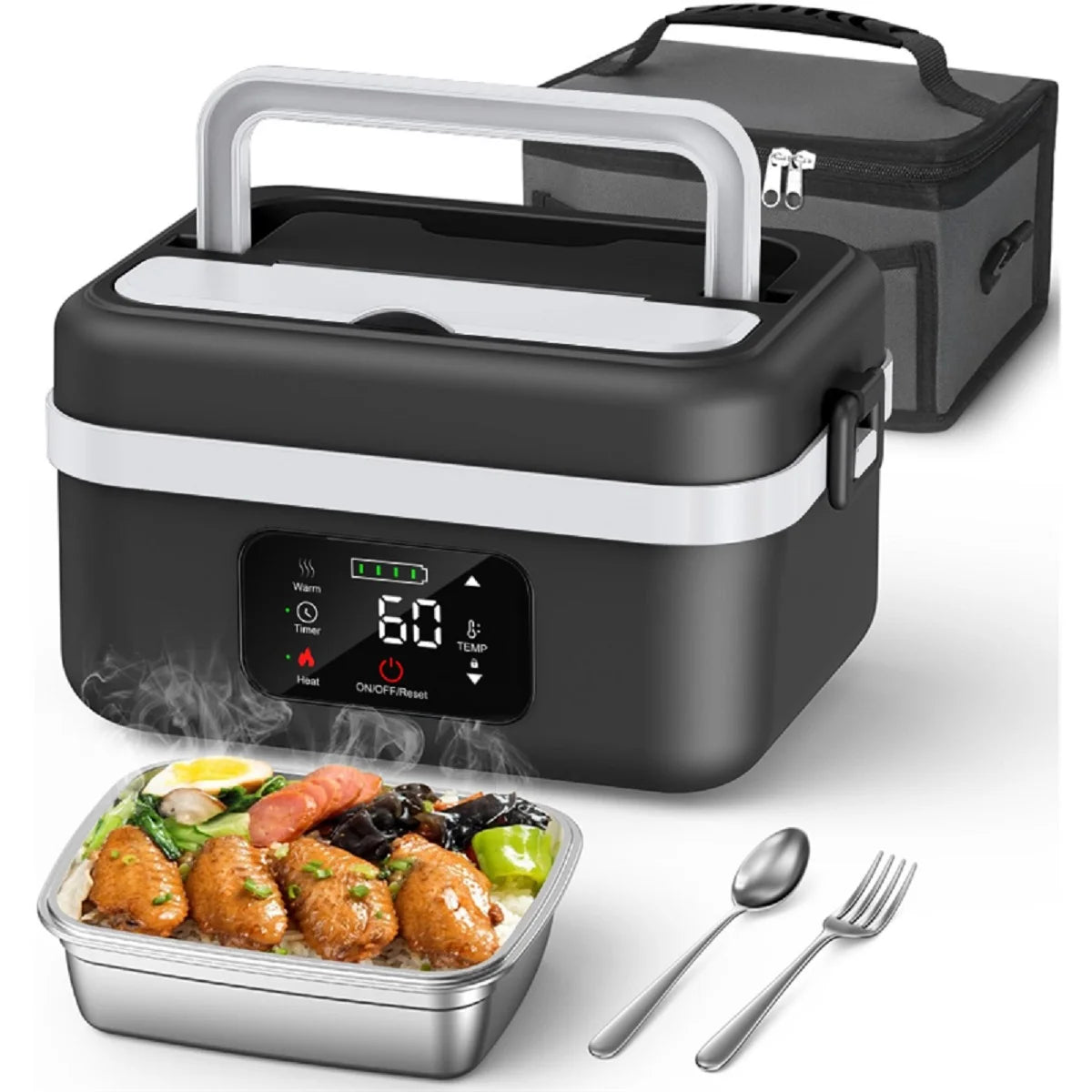 Electric Heating Lunch Box - Rechargeable 1L Food Warmer