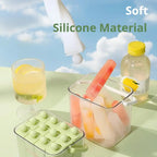 Silicone ice stick molds with handle, showing soft nonstick popsicle shapes
